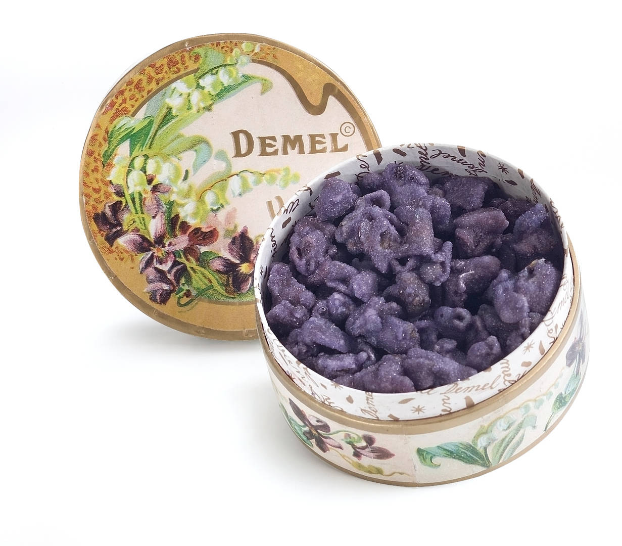Una caja de violetas azucaradas
