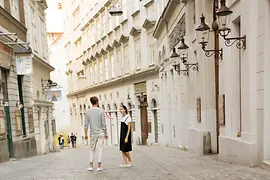 Woman and man in Vienna's Old City