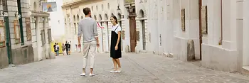 Woman and man in Vienna's Old City