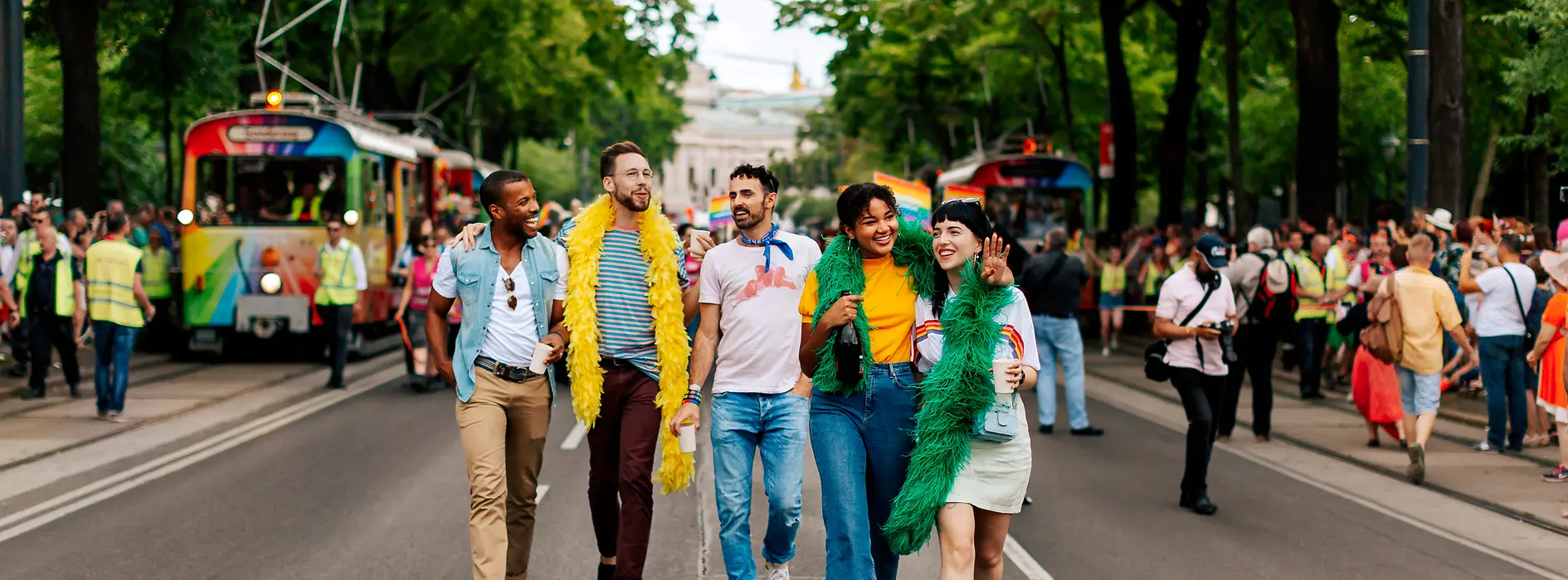 Gay and lesbian friends at the Rainbow Parade