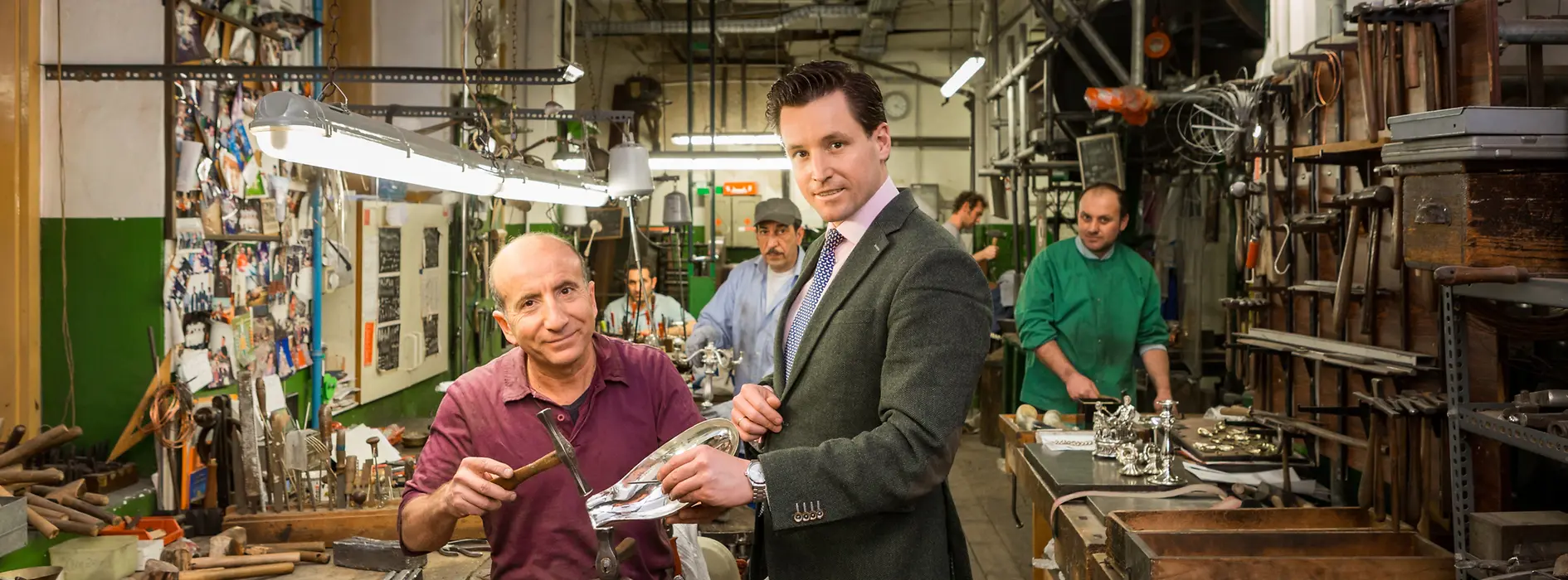 Jean-Paul Vaugoin with an employee in his workshop