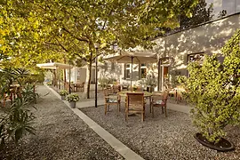 Greened courtyard of a hotel
