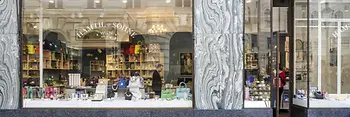 shopwindow with marble facade