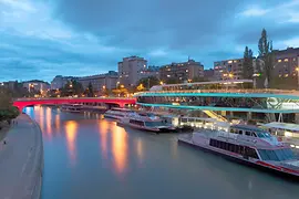 Morring place of Twin City Liner in the evening light.