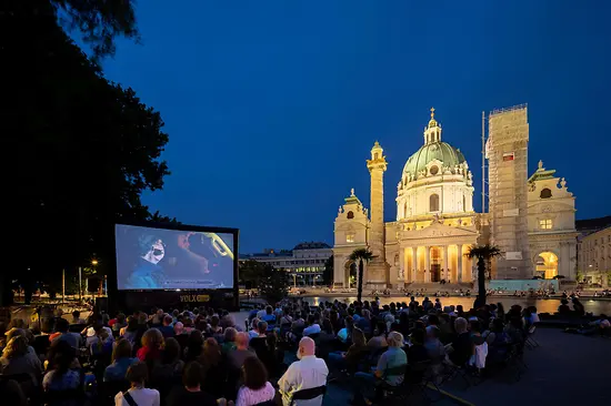 Open air cinema in front of St. Charles Church