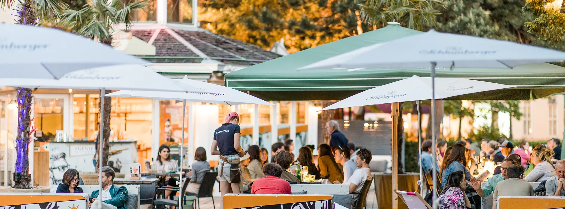 Restaurant with sandy beach