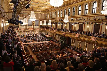 Novoroční koncert Vídeňských filharmoniků ve Zlatém sále koncertního domu Musikverein.