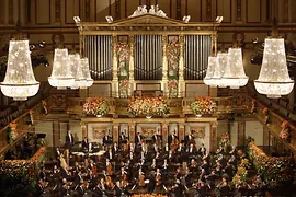 Koncert Noworoczny Filharmoników Wiedeńskich w Złotej Sali Musikverein, 2021 z Riccardo Mutim.