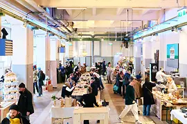 People in a market hall