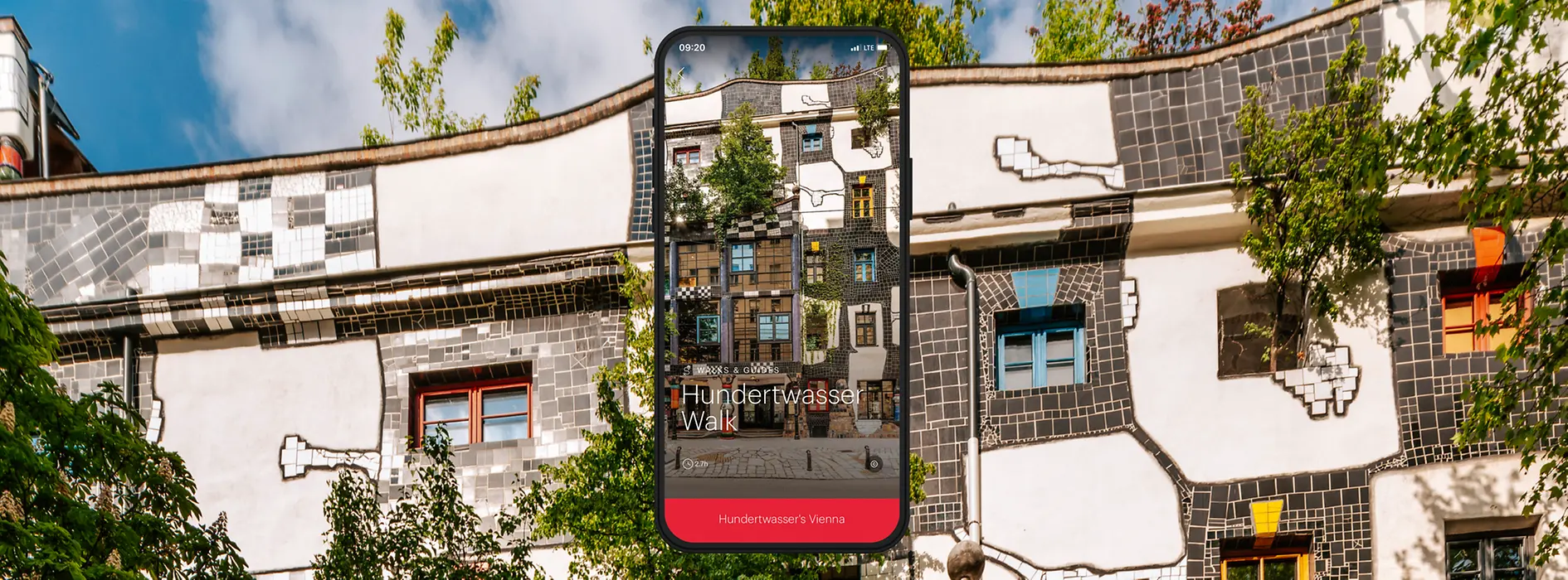 Advertising motif with photo of the Kunst Haus Wien for Hundertwasser Walk