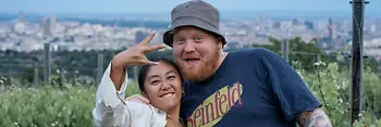 Chef Lukas Mraz with sommelier Jessica Tan in the Vienna vineyards