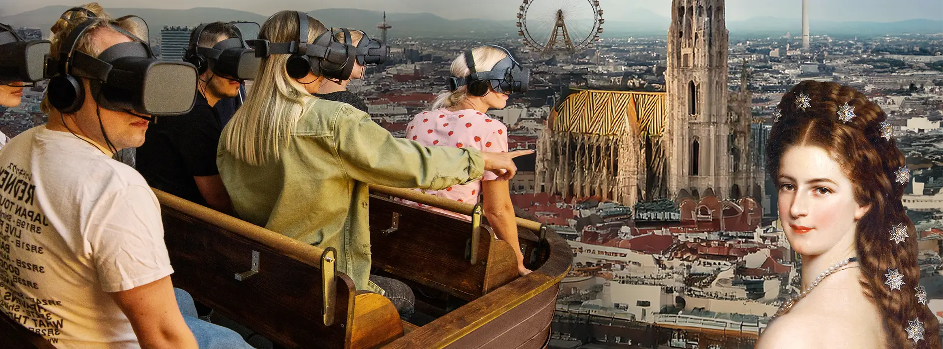 Soggetto illustrato: Sisi davanti allo skyline di Vienna