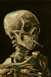 Gemälde von Vincent van Gogh, Kopf eines Skeletts mit brennender Zigarette, 1886